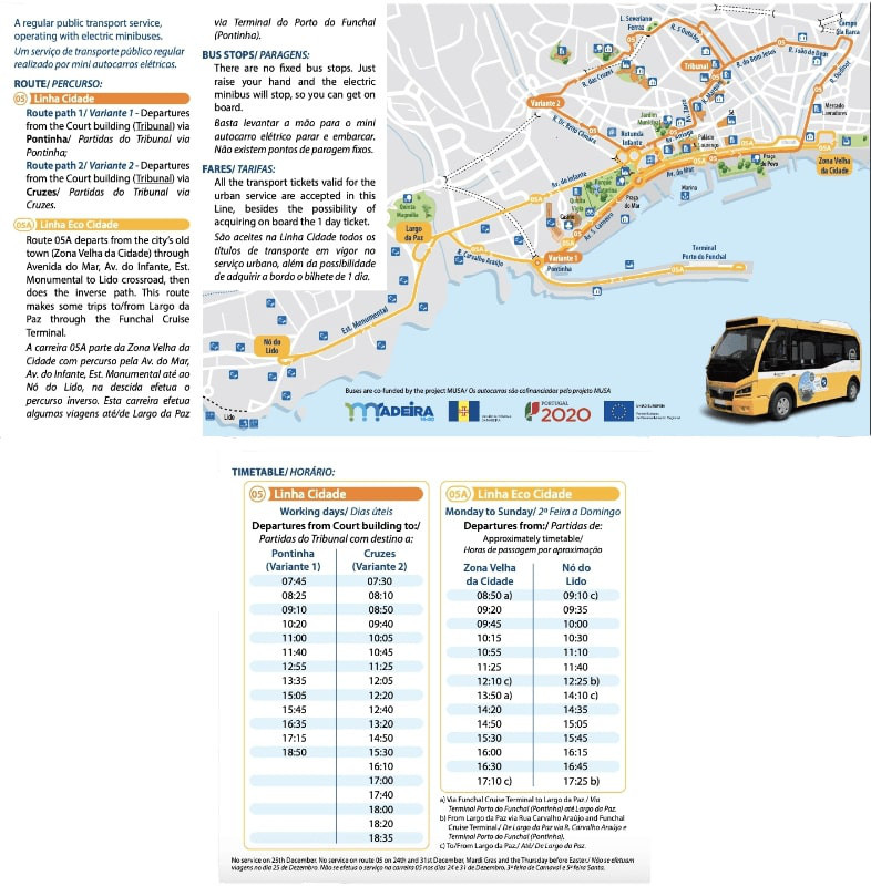 Funchal and its suburbs by bus with Horários do Funchal, Madeira timetable, routes