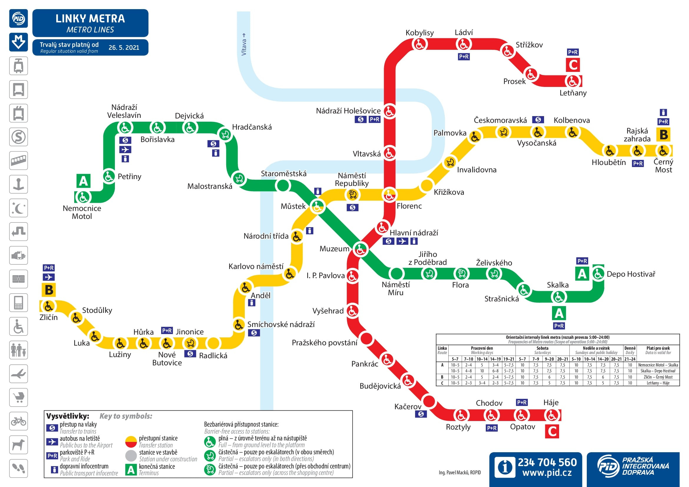 Praha Prague metro map