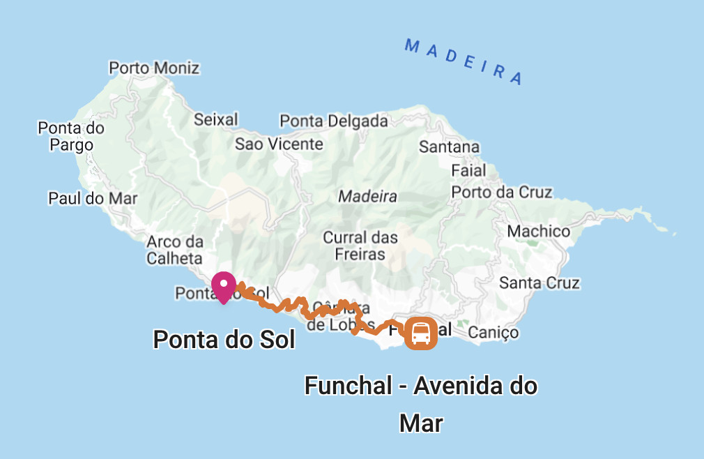 Ponta do Sol to Funchal by bus